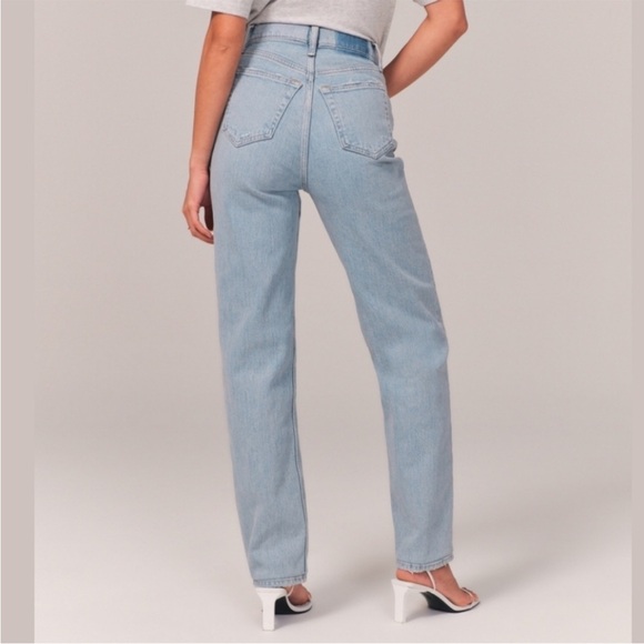 Abercrombie & Fitch Curve Love Crossover Dad High Rise Straight Leg Jeans Sz 16 - Picture 3 of 10